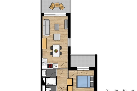 New standard suite for 4 people with double bed and sofa bed